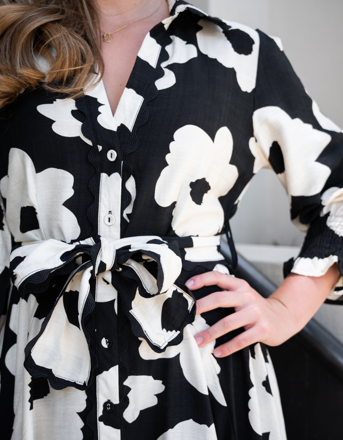 Godet Midi Dress-Black Poppy