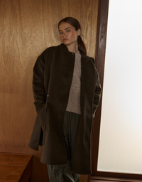 Maxi Hooded Coat-Dark Olive Green