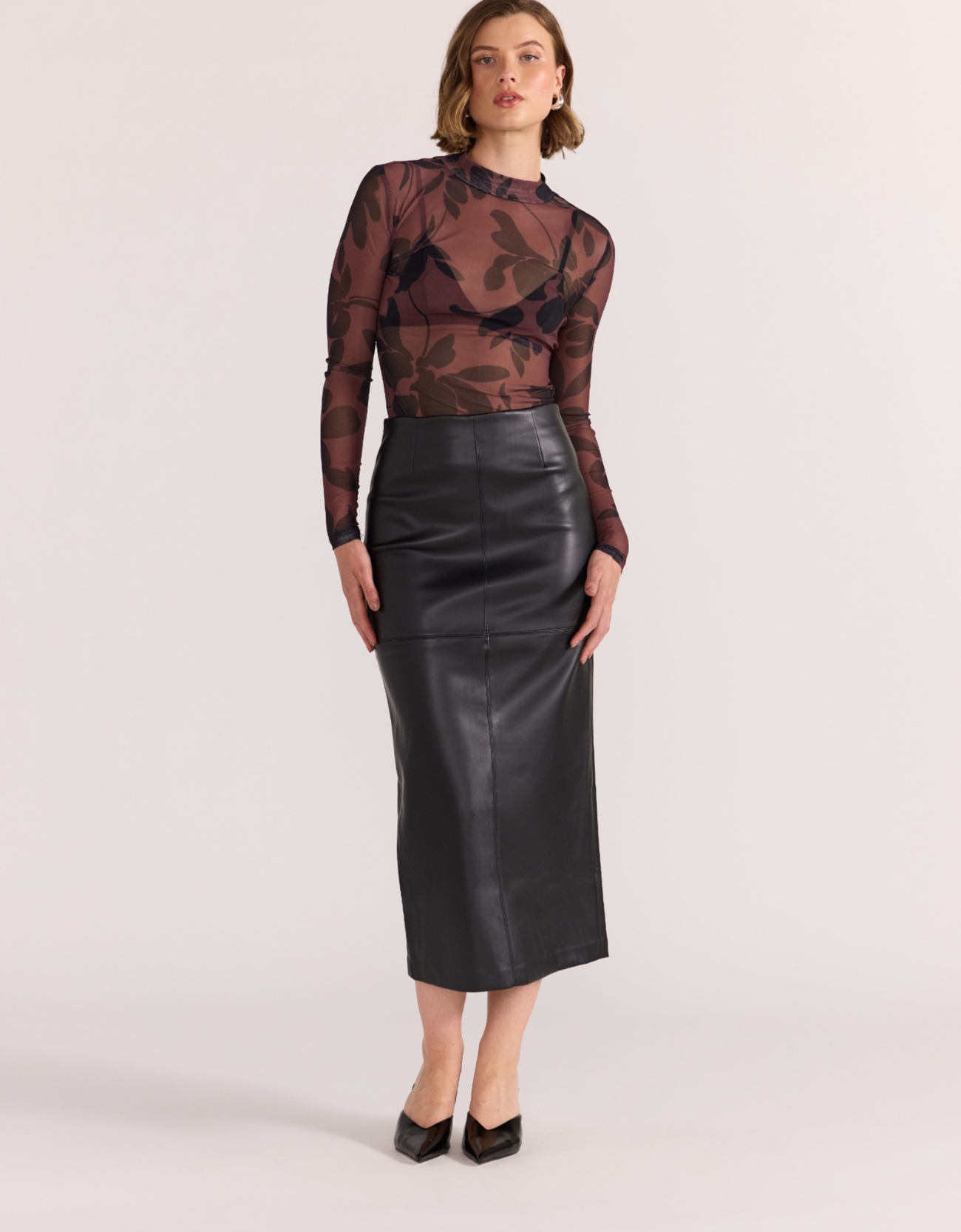 Olina Mesh Top-Abstract Floral