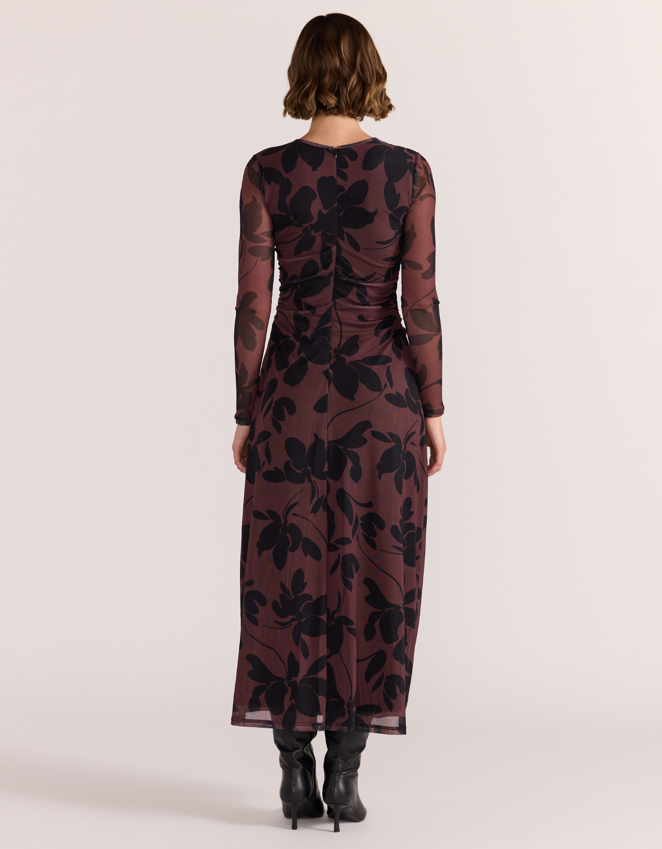 Olina Mesh Maxi Dress-Abstract Floral