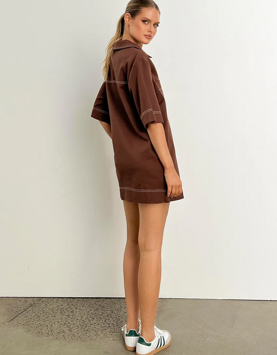 Tara Mini Dress-Chocolate