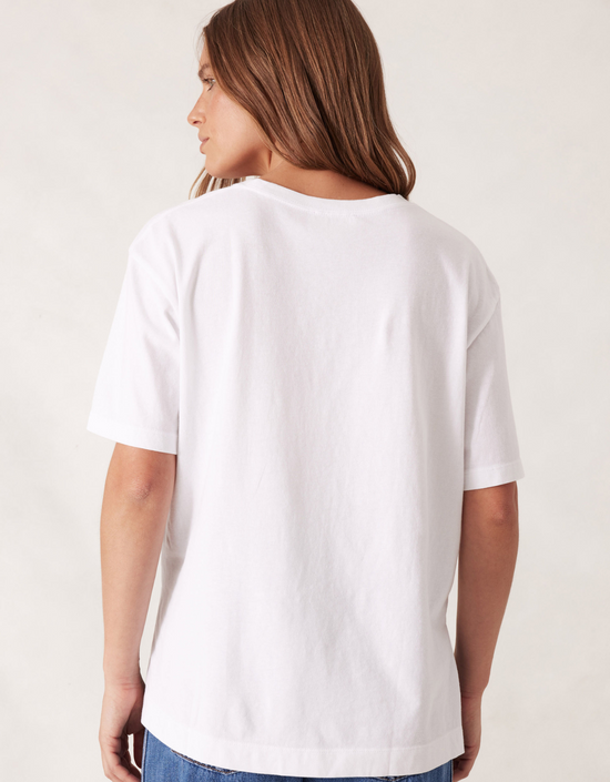 Slouchy Split Hem Tee-White/Burgandy Country Club Logo