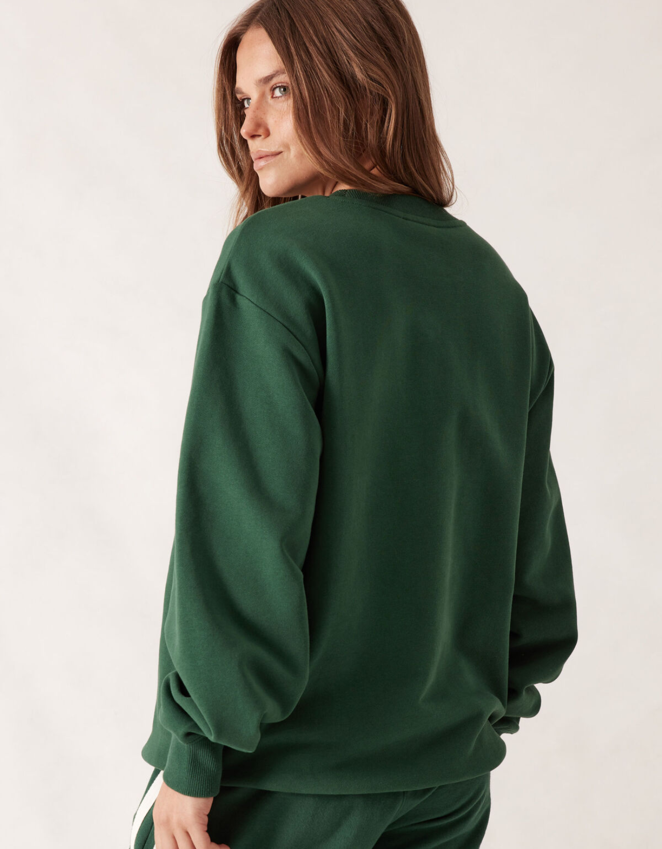 Oversized Slouchy Crew- Pine Green Heritage Logo