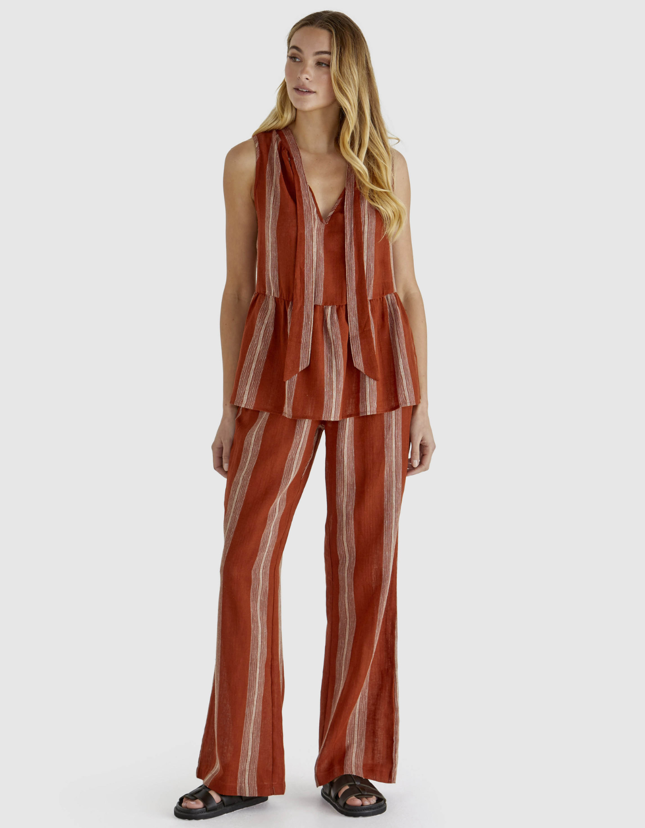 Lizzy Top-Rust Stripe