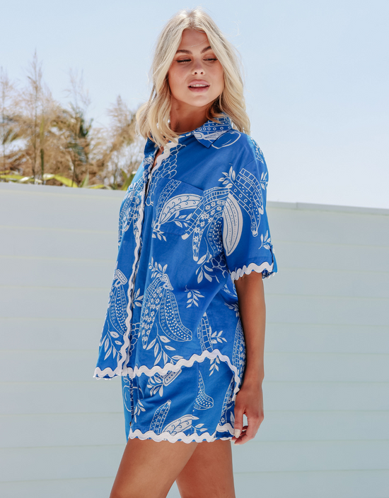 Load image into Gallery viewer, Riviera Ric Rac Shirt-Blue
