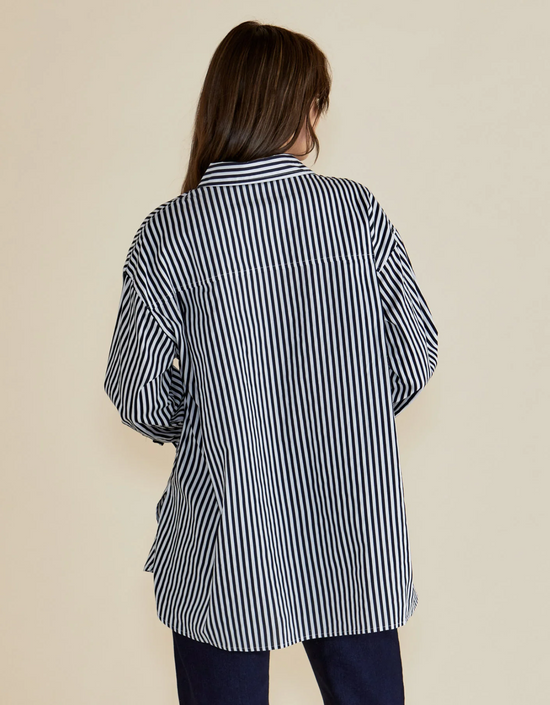 Claire Classic Shirt-Navy Stripe