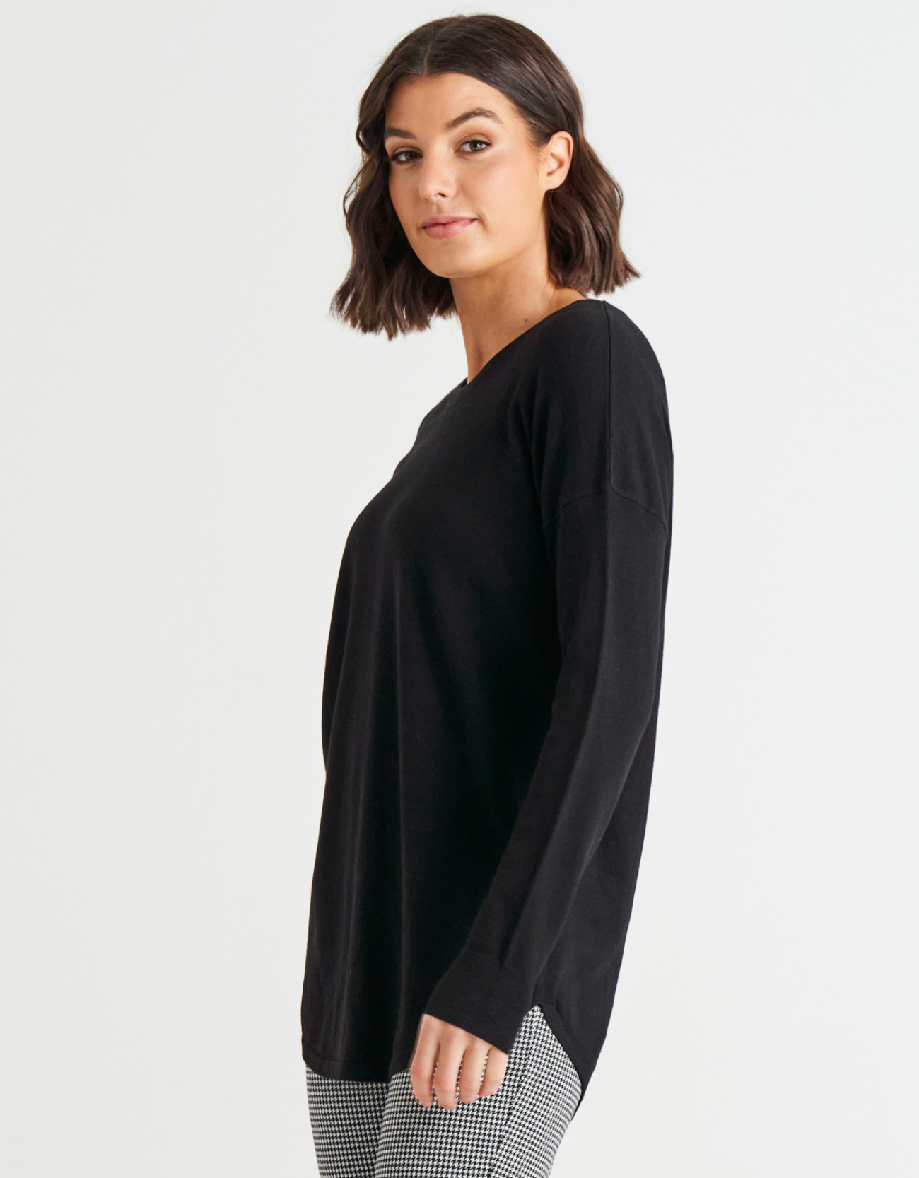 Sophie Knit Jumper - Black. Long sleeve top perfect for layering.