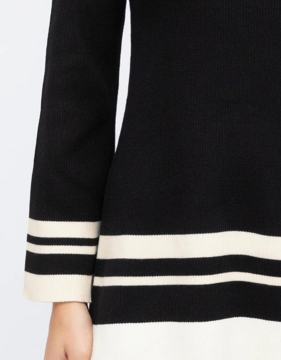 Stripe Knit Top-Black/Off White