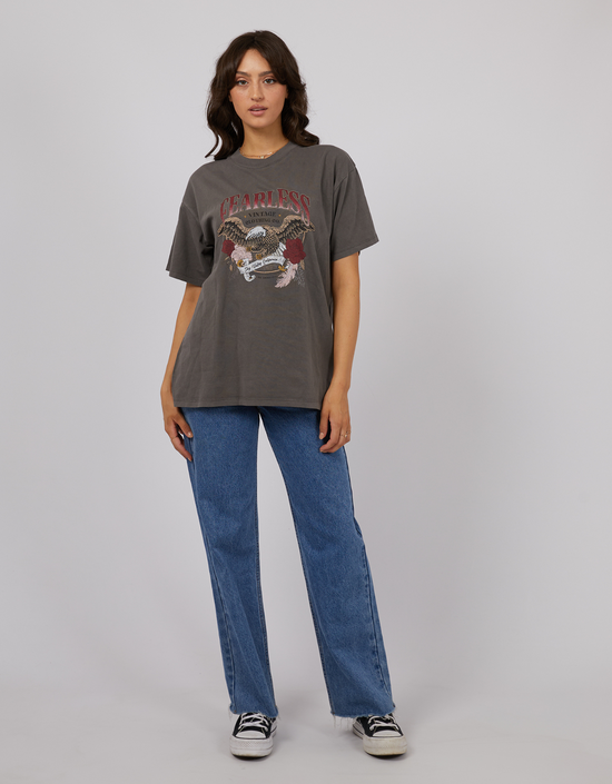 Fearless Oversized Tee-Charcoal