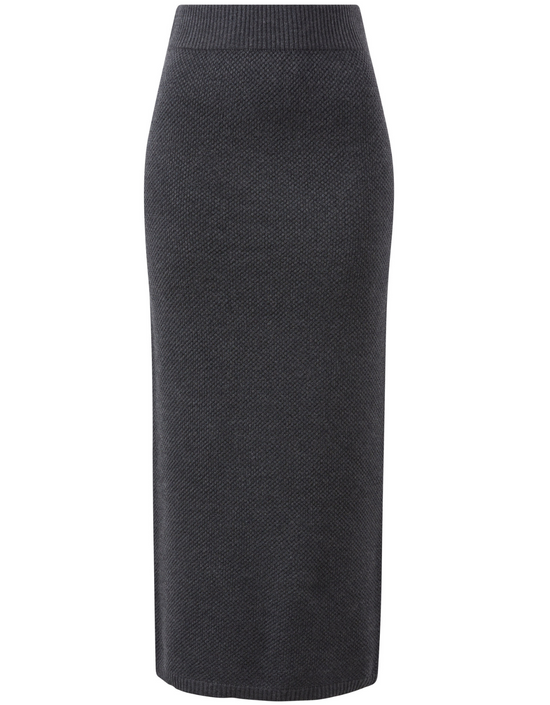 Soft Knit Maxi Skirt-Charcoal Marle