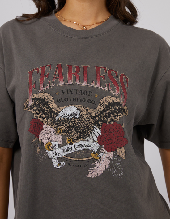 Fearless Oversized Tee-Charcoal