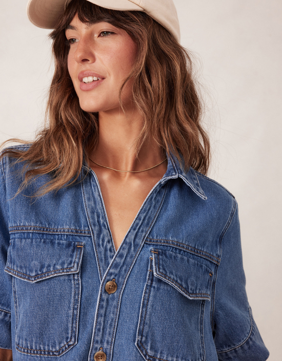 Relaxed Shirt Dress-Fresh Indigo