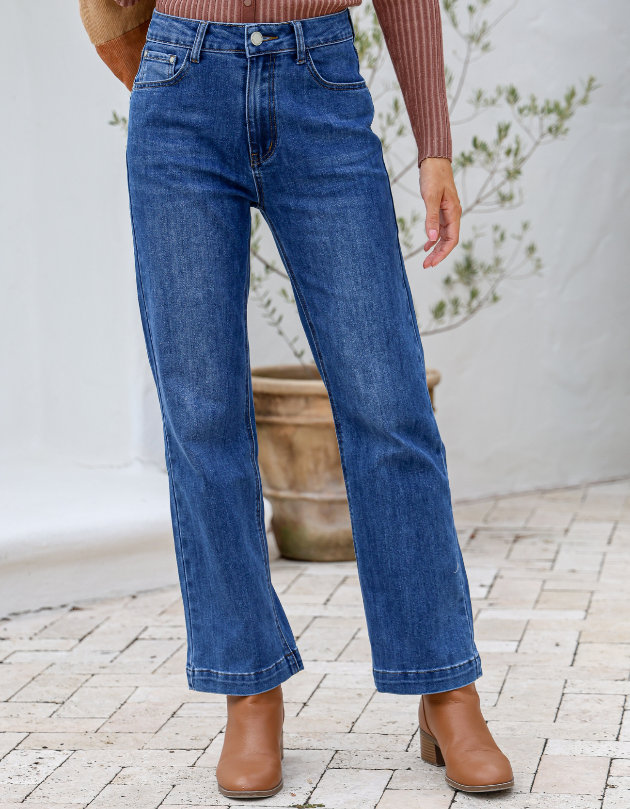 Straight Wide Leg Jean-Dark Blue