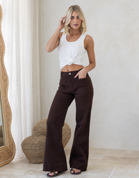 Winnie Wide Leg Jean-Chocolate