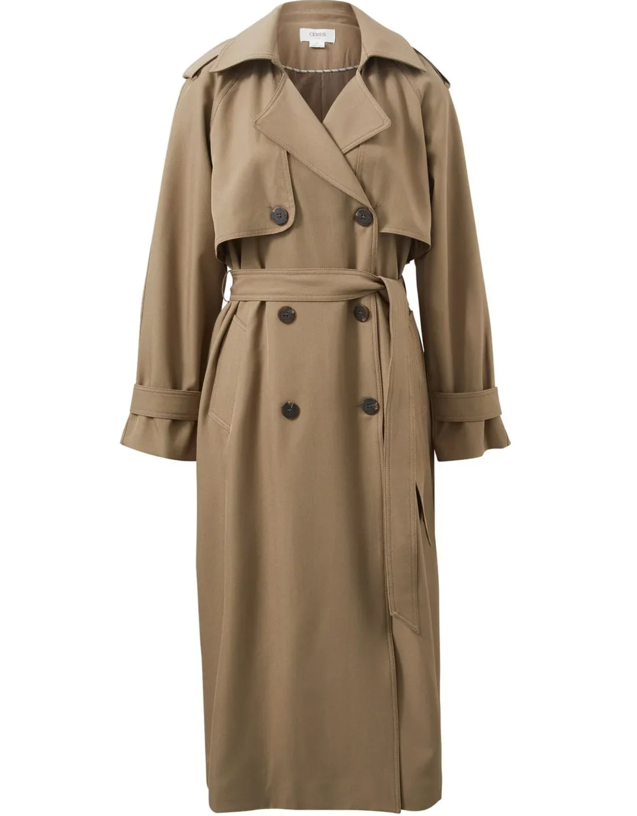 Longline Trench Coat - Warm Taupe by Ceres Life