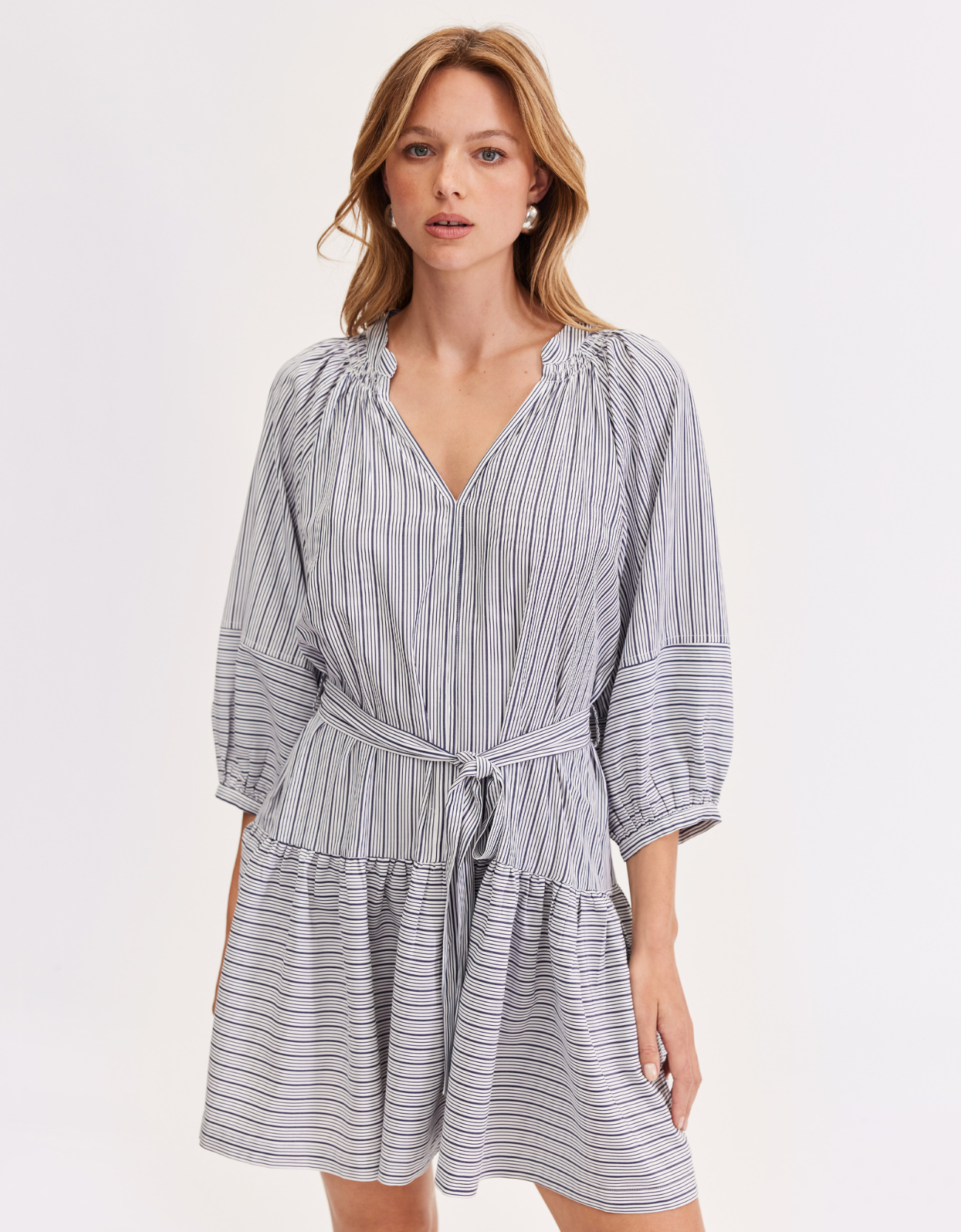 Load image into Gallery viewer, Liora Stripe Smock Dress
